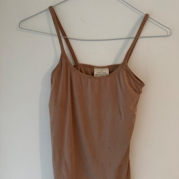 Calvin Klein Y2K 2000s tank top slip lined bra camisole shirt, size S small nude - Picture 3 of 9